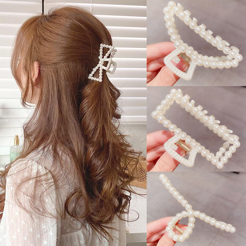 Hair Spa Wellness - Klip cakar mutiara jepit rambut geometris